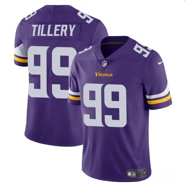 Men's Minnesota Vikings #99 Jerry Tillery Purple Vapor Untouchable Limited Stitched Jersey